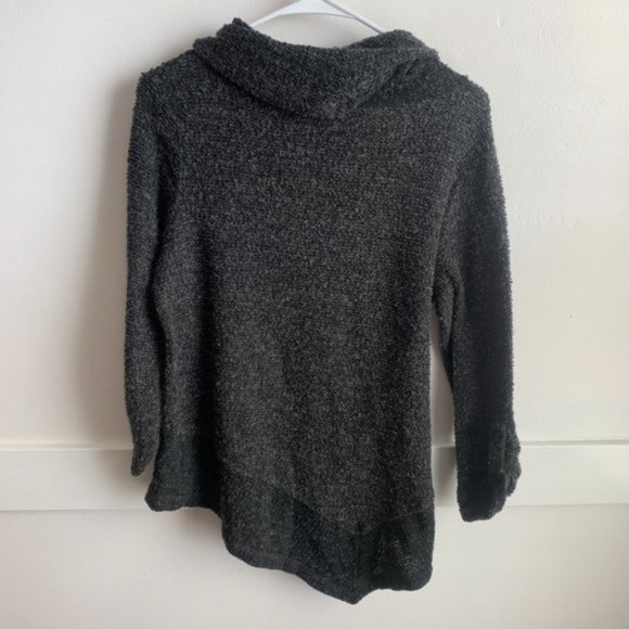 SJS Black & Gray Asymmetrical Cowl Neck Sweater - Picture 2 of 7